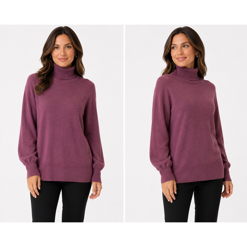 Madison Grey Womens Plum Purple Turtleneck Knit Sweater Rayon Blend PM